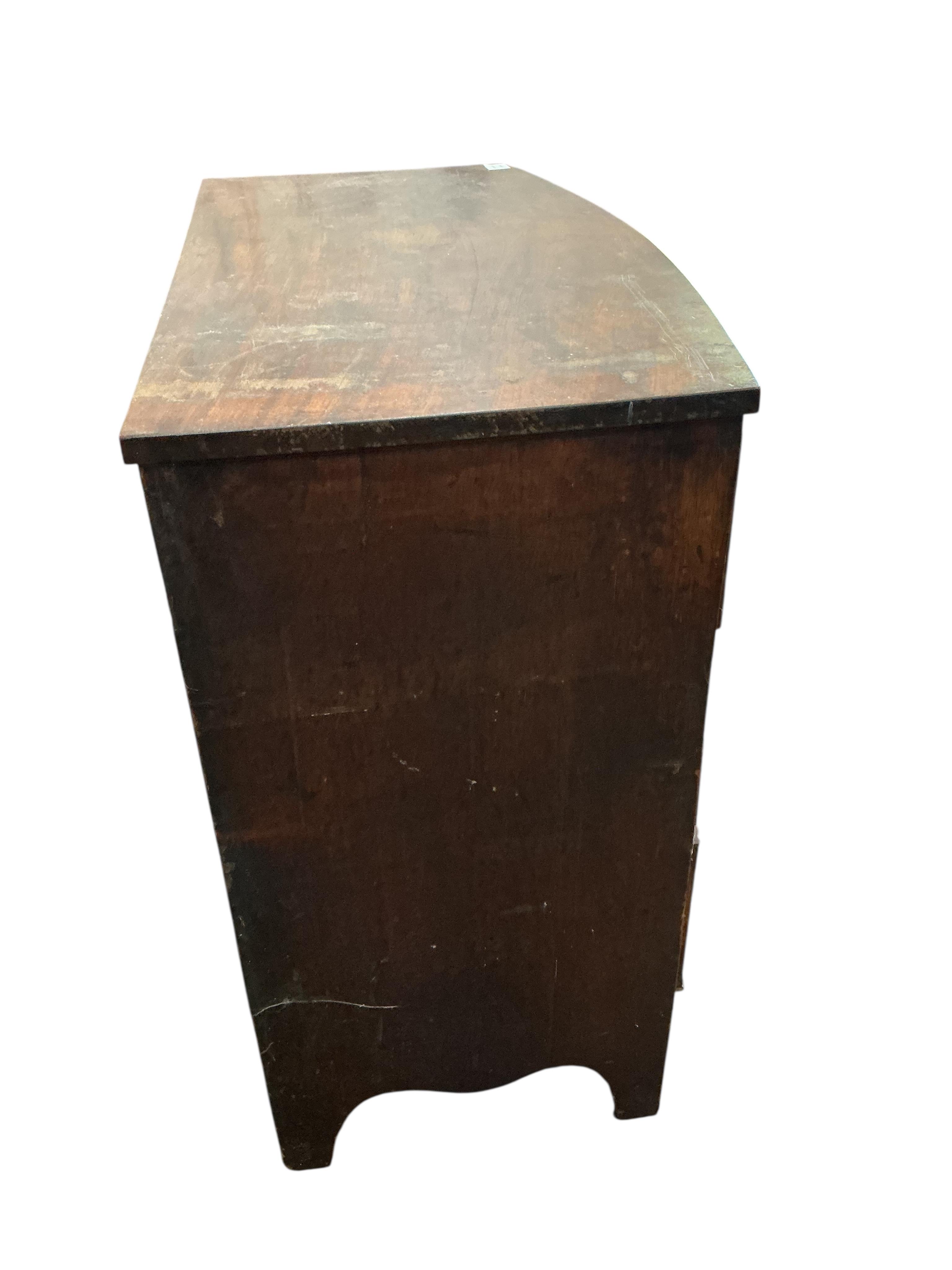 A small Regency mahogany bowfront chest, width 100cm, depth 49cm, height 84cm